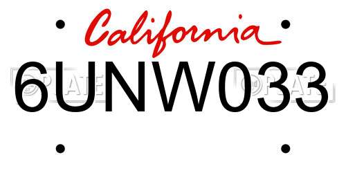 6UNW033 California License Plate