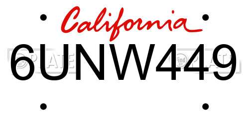 6UNW449 California License Plate