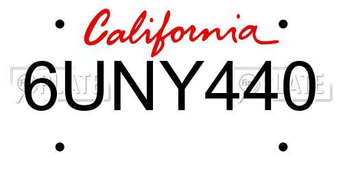 6UNY440 California License Plate