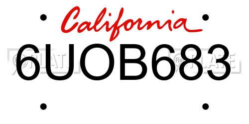 6UOB683 California License Plate