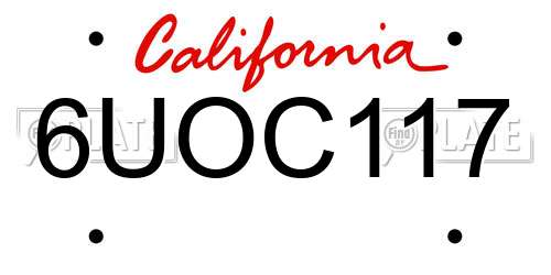 6UOC117 California License Plate