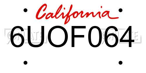 6UOF064 California License Plate