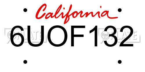 6UOF132 California License Plate