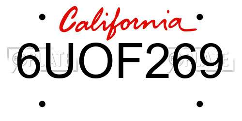 6UOF269 California License Plate