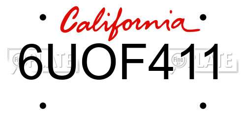 6UOF411 California License Plate
