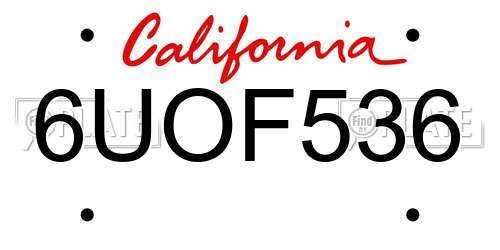 6UOF536 California License Plate