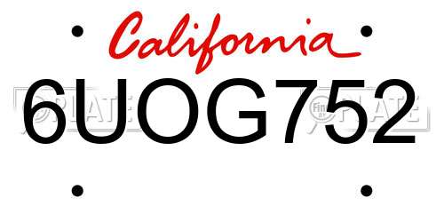6UOG752 California License Plate