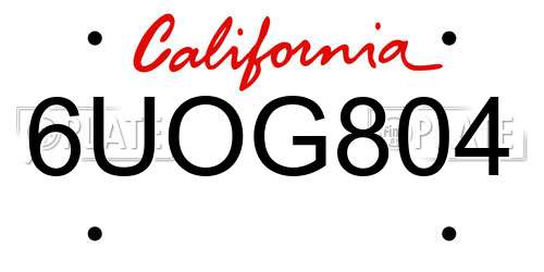 6UOG804 California License Plate