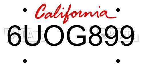 6UOG899 California License Plate