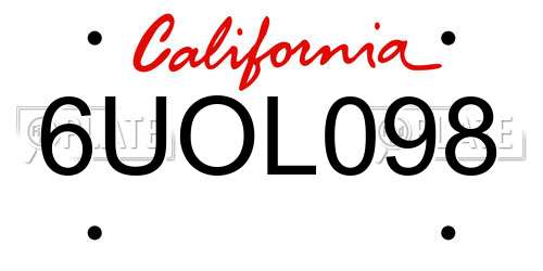 6UOL098 California License Plate