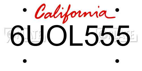 6UOL555 California License Plate