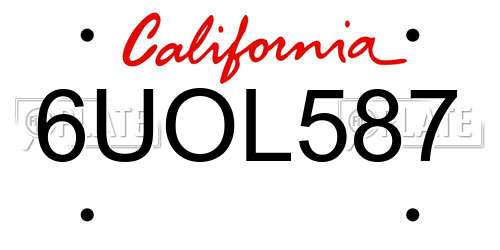 6UOL587 California License Plate