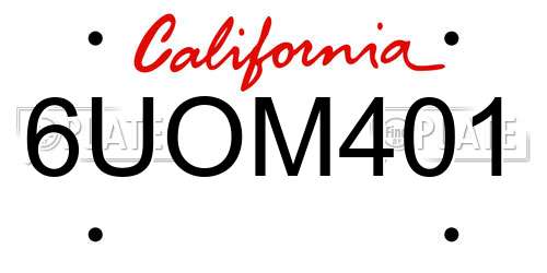 6UOM401 California License Plate