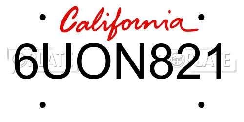 6UON821 California License Plate