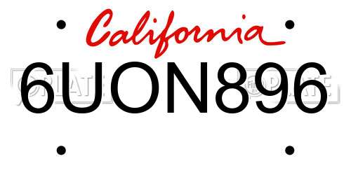 6UON896 California License Plate