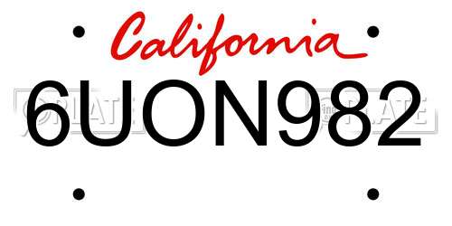 6UON982 California License Plate