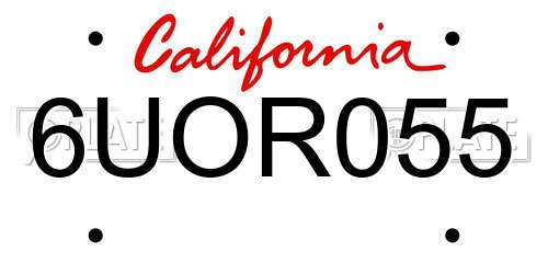 6UOR055 California License Plate