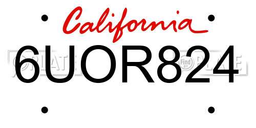 6UOR824 California License Plate