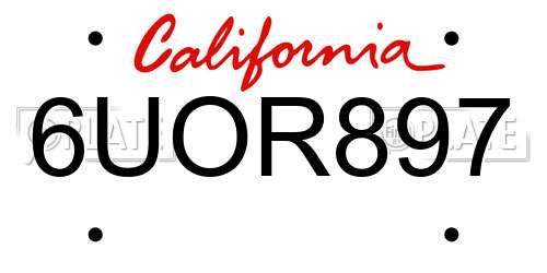 6UOR897 California License Plate