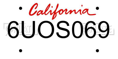 6UOS069 California License Plate