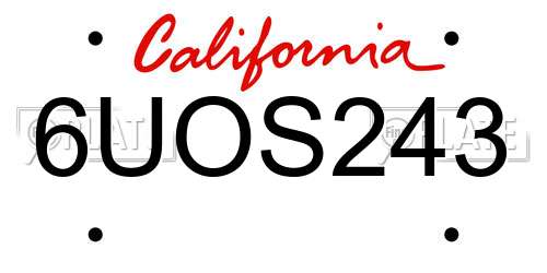 6UOS243 California License Plate