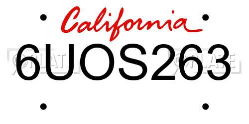 6UOS263 California License Plate