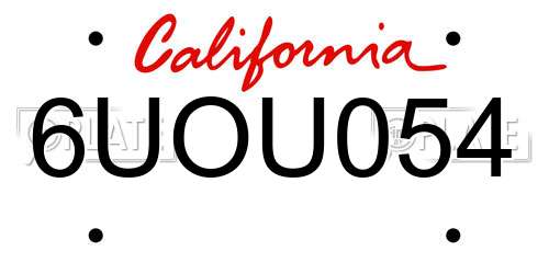 6UOU054 California License Plate