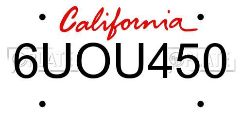 6UOU450 California License Plate
