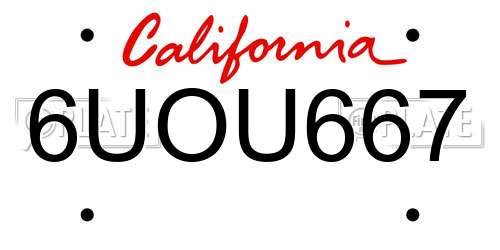 6UOU667 California License Plate
