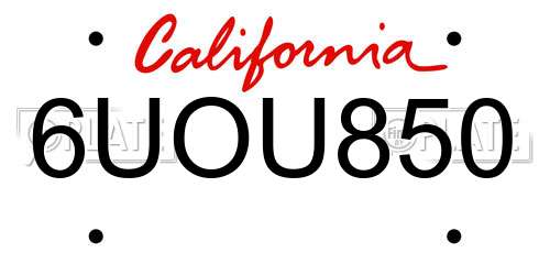 6UOU850 California License Plate