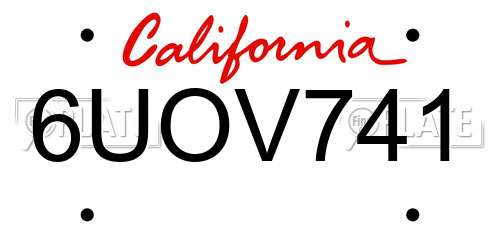 6UOV741 California License Plate
