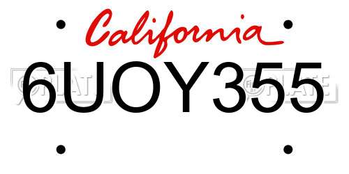 6UOY355 California License Plate