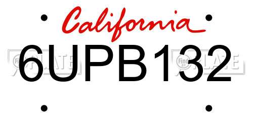 6UPB132 California License Plate