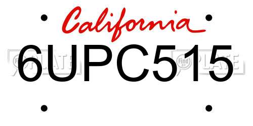 6UPC515 California License Plate