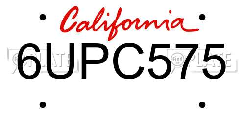6UPC575 California License Plate