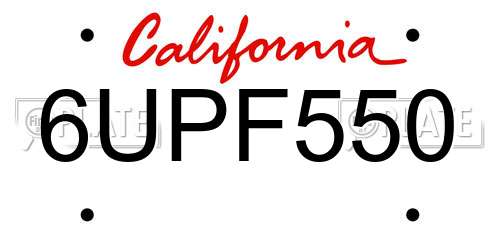 6UPF550 California License Plate