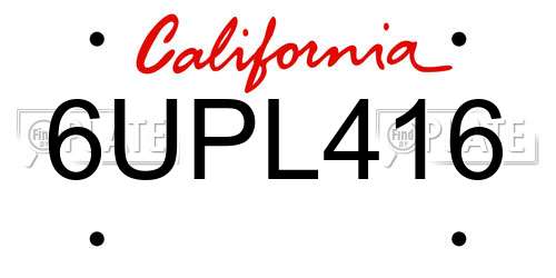 6UPL416 California License Plate