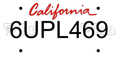 6UPL469 California License Plate