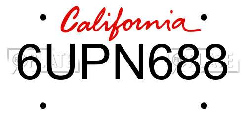 6UPN688 California License Plate