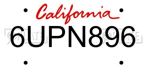 6UPN896 California License Plate