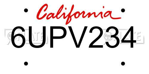 6UPV234 California License Plate