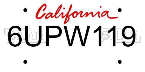 6UPW119 California License Plate