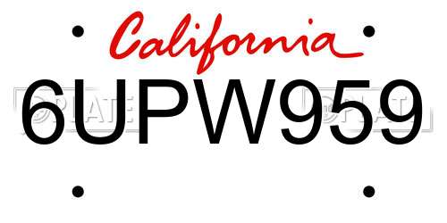 6UPW959 California License Plate