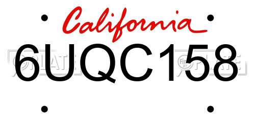 6UQC158 California License Plate