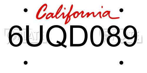 6UQD089 California License Plate