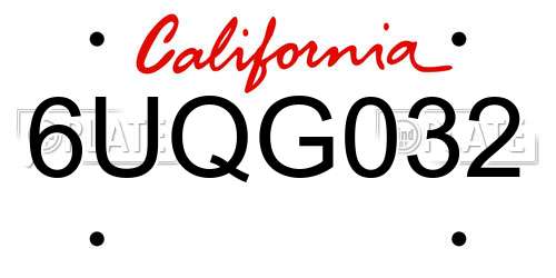 6UQG032 California License Plate