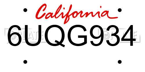6UQG934 California License Plate