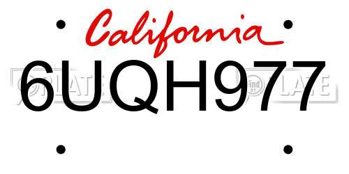 6UQH977 California License Plate