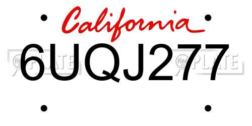 6UQJ277 California License Plate