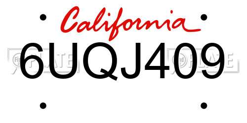 6UQJ409 California License Plate